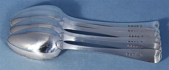 A set of six George III silver Old English pattern table spoons, Length 217 mm, weight 13.6oz/423 grms